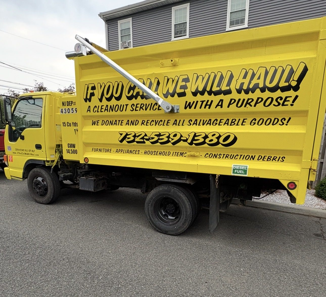 If You Call We Will Haul dump truck used for an estate cleanout in New Jersey